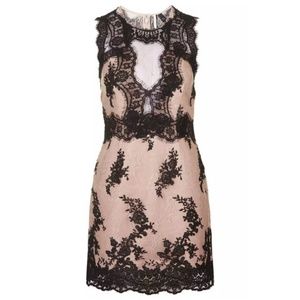 Nude mesh lace cocktail dress